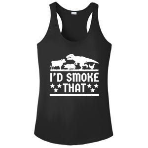 Funny Id Smoke That Bbq Barbeque Dinosaur Ladies PosiCharge Competitor Racerback Tank