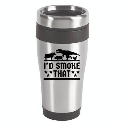 Funny Id Smoke That Bbq Barbeque Dinosaur 16oz Travel Tumbler