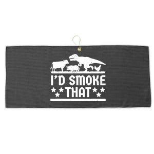 Funny Id Smoke That Bbq Barbeque Dinosaur Large Microfiber Waffle Golf Towel