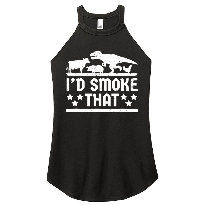 Funny Id Smoke That Bbq Barbeque Dinosaur Women's Perfect Tri Rocker Tank