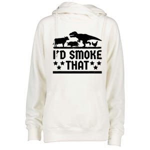 Funny Id Smoke That Bbq Barbeque Dinosaur Womens Funnel Neck Pullover Hood