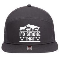 Funny Id Smoke That Bbq Barbeque Dinosaur 7 Panel Mesh Trucker Snapback Hat