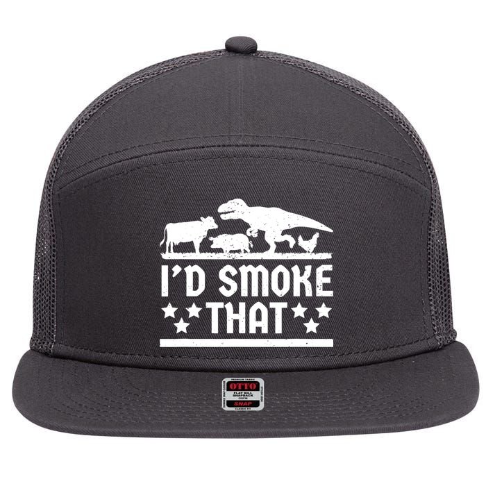 Funny Id Smoke That Bbq Barbeque Dinosaur 7 Panel Mesh Trucker Snapback Hat