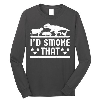 Funny Id Smoke That Bbq Barbeque Dinosaur Long Sleeve Shirt