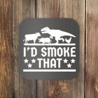 Funny Id Smoke That Bbq Barbeque Dinosaur Coaster