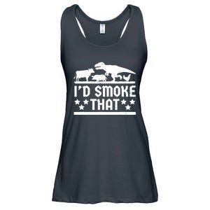 Funny Id Smoke That Bbq Barbeque Dinosaur Ladies Essential Flowy Tank