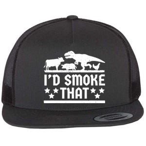 Funny Id Smoke That Bbq Barbeque Dinosaur Flat Bill Trucker Hat