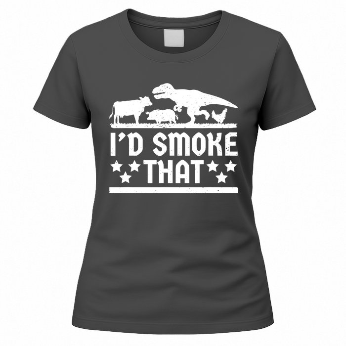 Funny Id Smoke That Bbq Barbeque Dinosaur Women's T-Shirt