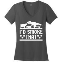 Funny Id Smoke That Bbq Barbeque Dinosaur Women's V-Neck T-Shirt