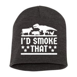 Funny Id Smoke That Bbq Barbeque Dinosaur Short Acrylic Beanie