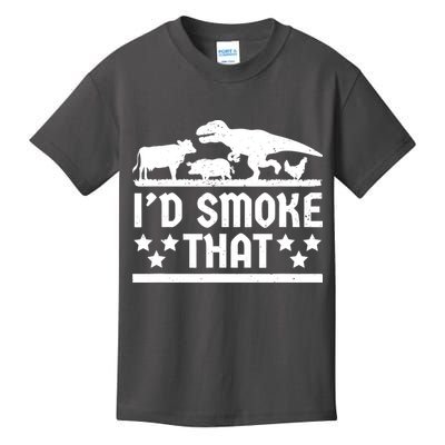 Funny Id Smoke That Bbq Barbeque Dinosaur Kids T-Shirt