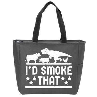 Funny Id Smoke That Bbq Barbeque Dinosaur Zip Tote Bag