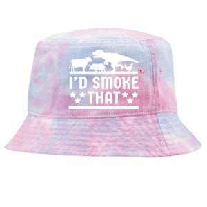 Funny Id Smoke That Bbq Barbeque Dinosaur Tie-Dyed Bucket Hat