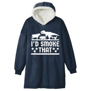 Funny Id Smoke That Bbq Barbeque Dinosaur Hooded Wearable Blanket