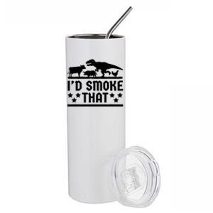 Funny Id Smoke That Bbq Barbeque Dinosaur Stainless Steel Tumbler