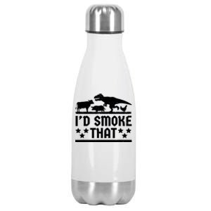 Funny Id Smoke That Bbq Barbeque Dinosaur Stainless Steel Insulated Water Bottle