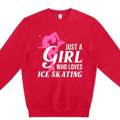 Funny Ice Skating Gift For Girl Wo Skater Figure Skating Premium Crewneck Sweatshirt