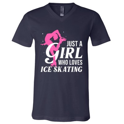 Funny Ice Skating Gift For Girl Wo Skater Figure Skating V-Neck T-Shirt