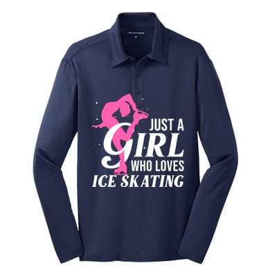 Funny Ice Skating Gift For Girl Wo Skater Figure Skating Silk Touch Performance Long Sleeve Polo