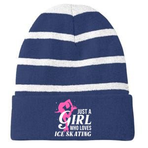 Funny Ice Skating Gift For Girl Wo Skater Figure Skating Striped Beanie with Solid Band