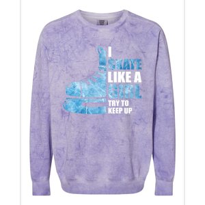 Funny I Skate Like A Girl Hockey Girl Colorblast Crewneck Sweatshirt