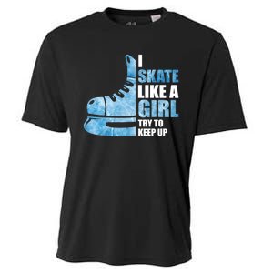 Funny I Skate Like A Girl Hockey Girl Cooling Performance Crew T-Shirt