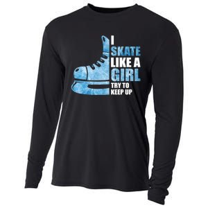 Funny I Skate Like A Girl Hockey Girl Cooling Performance Long Sleeve Crew