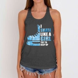 Funny I Skate Like A Girl Hockey Girl Women's Knotted Racerback Tank