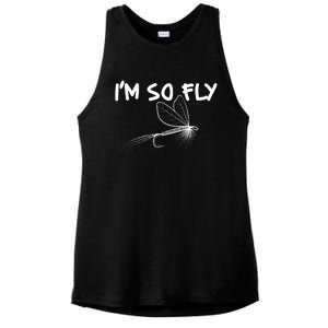 Funny I'm So Fly Fish Lure Fishing Fan Ladies PosiCharge Tri-Blend Wicking Tank