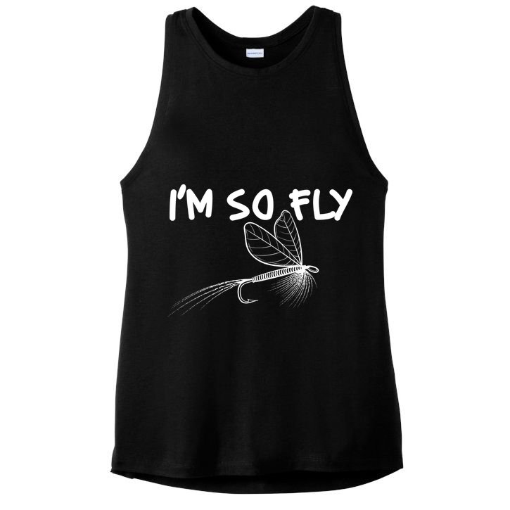 Funny I'm So Fly Fish Lure Fishing Fan Ladies PosiCharge Tri-Blend Wicking Tank