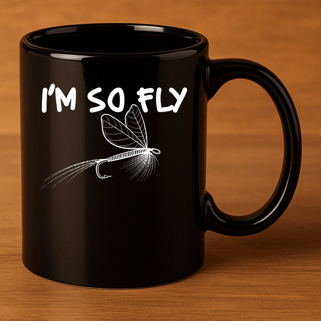 Funny I'm So Fly Fish Lure Fishing Fan 11oz C Handle Ceramic Mug