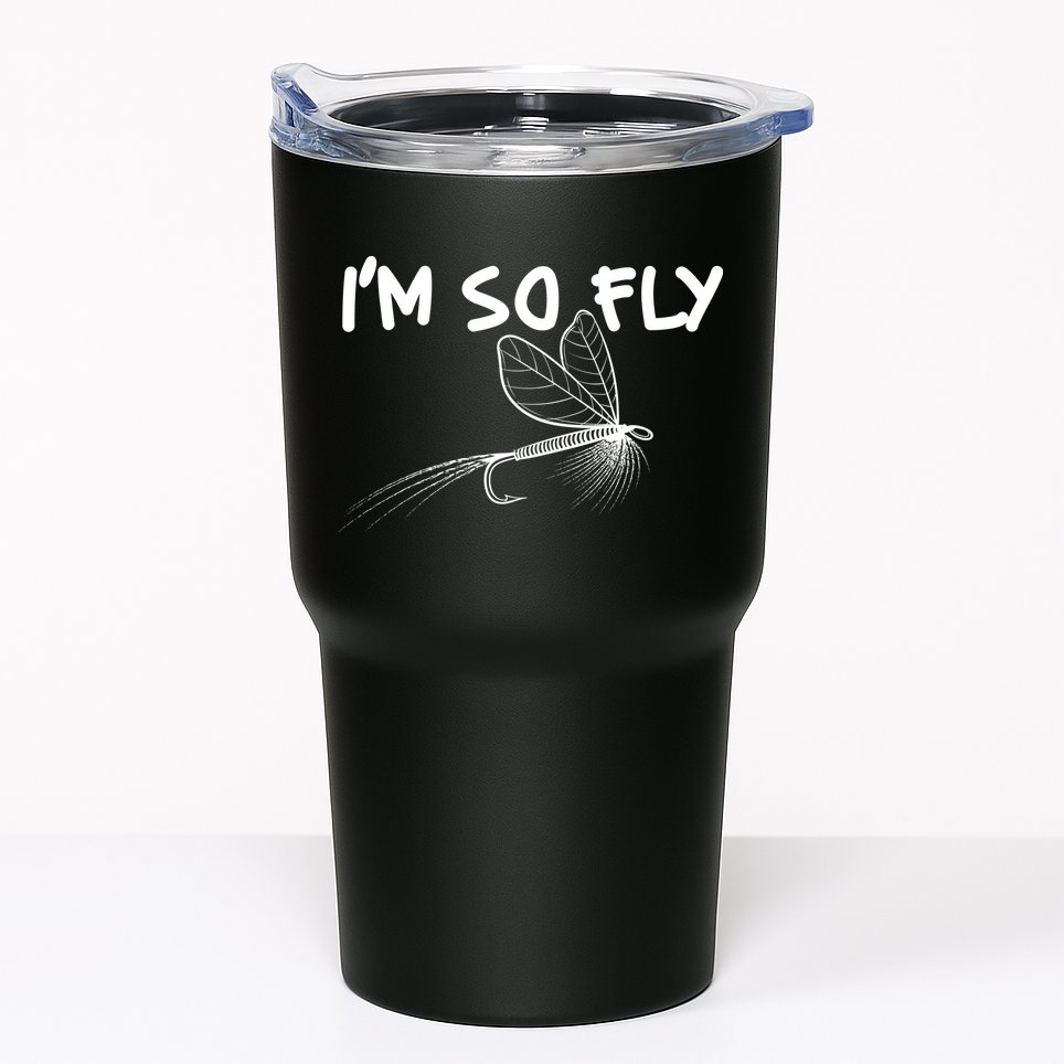 Funny I'm So Fly Fish Lure Fishing Fan Tumbler