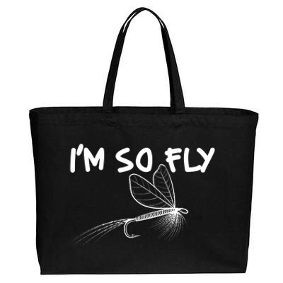 Funny I'm So Fly Fish Lure Fishing Fan Cotton Canvas Jumbo Tote