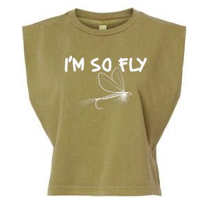 Funny I'm So Fly Fish Lure Fishing Fan Garment-Dyed Women's Muscle Tee