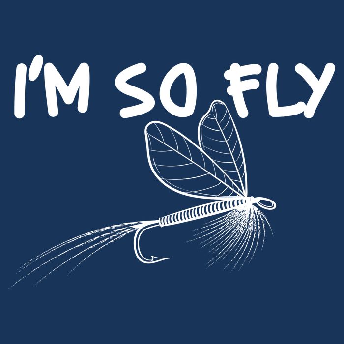 Funny I'm So Fly Fish Lure Fishing Fan 7 Panel Mesh Trucker Snapback Hat