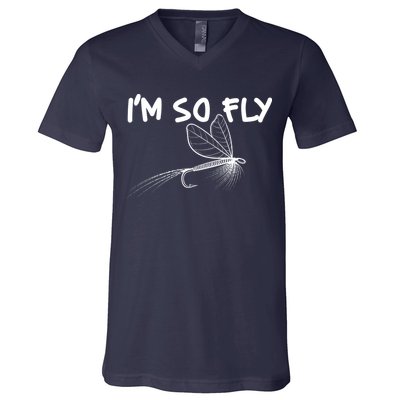 Funny I'm So Fly Fish Lure Fishing Fan V-Neck T-Shirt