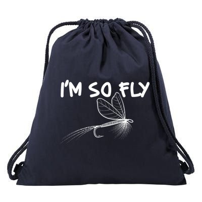 Funny I'm So Fly Fish Lure Fishing Fan Drawstring Bag