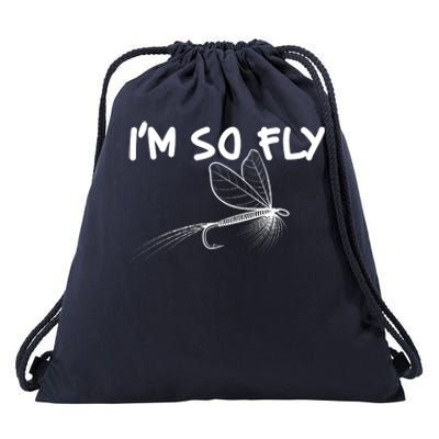 Funny I'm So Fly Fish Lure Fishing Fan Drawstring Bag