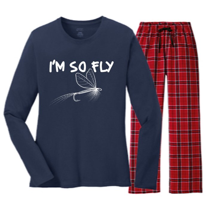 Funny I'm So Fly Fish Lure Fishing Fan Women's Long Sleeve Flannel Pajama Set 