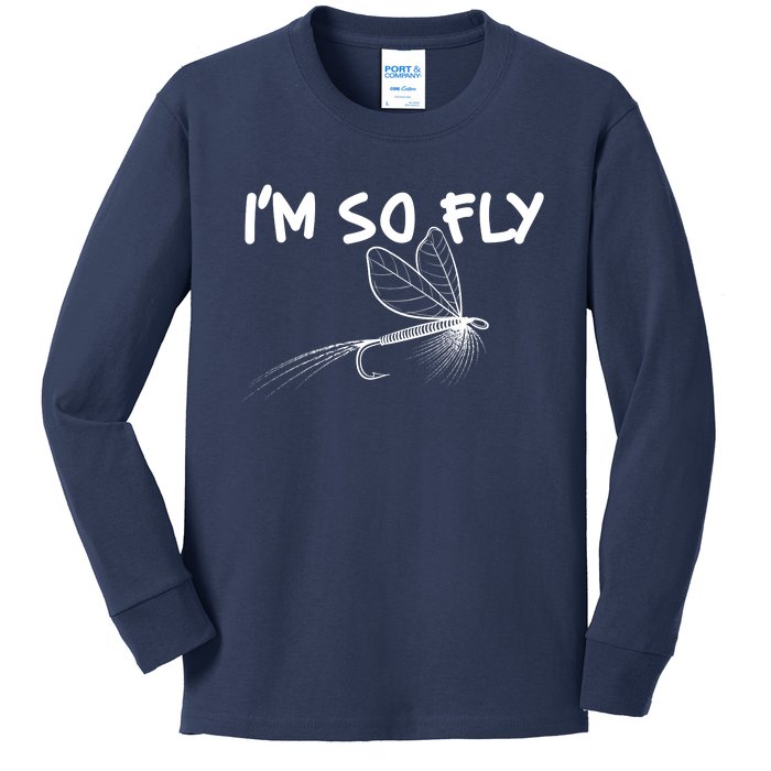 Funny I'm So Fly Fish Lure Fishing Fan Kids Long Sleeve Shirt