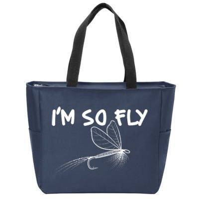 Funny I'm So Fly Fish Lure Fishing Fan Zip Tote Bag