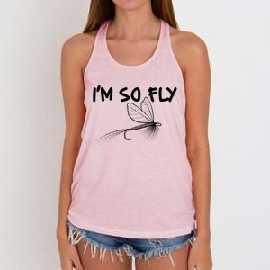 Funny I'm So Fly Fish Lure Fishing Fan Women's Knotted Racerback Tank