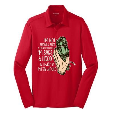 Funny I'm Sage And Hood And I Wish A M'Fer Would Silk Touch Performance Long Sleeve Polo