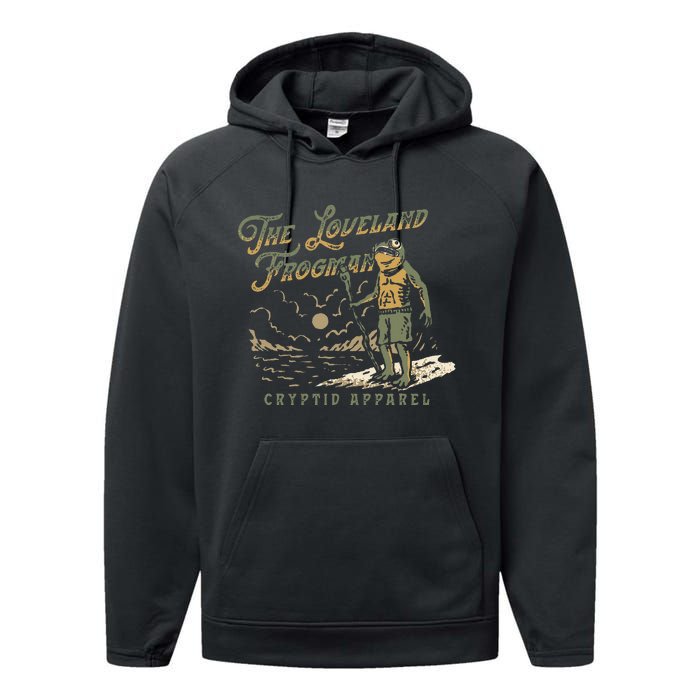 Frog I Saw The Loveland Frogman Performance Fleece Hoodie