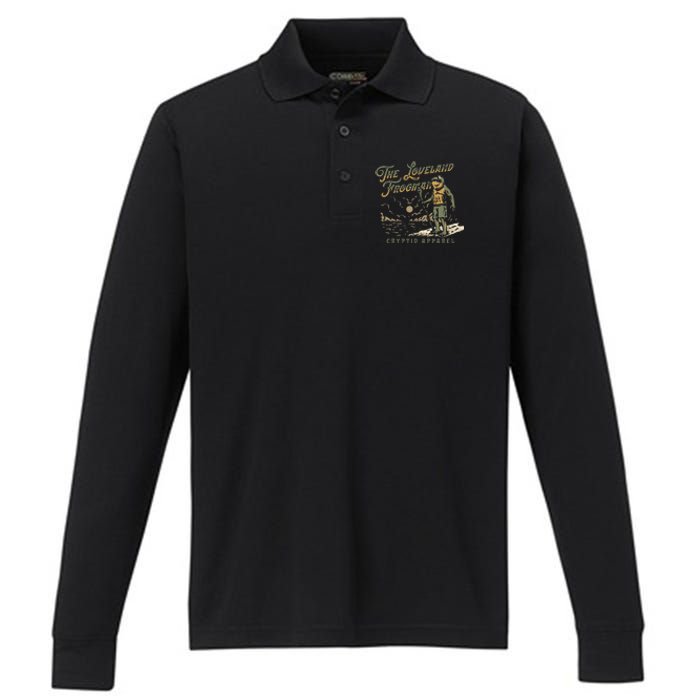 Frog I Saw The Loveland Frogman Performance Long Sleeve Polo