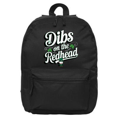 Funny Irish Shamrock St Patricks Day Dibs On The Redhead 16 in Basic Backpack