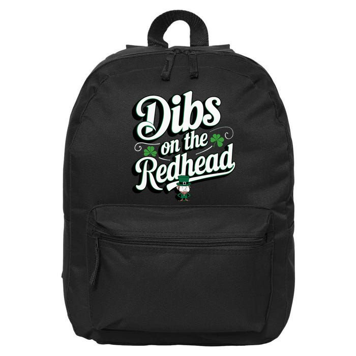 Funny Irish Shamrock St Patricks Day Dibs On The Redhead 16 in Basic Backpack