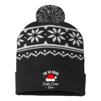 Funny Im So Good Santa Came Santa Hat Christmas USA-Made Snowflake Beanie