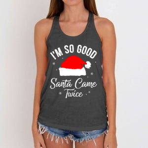 Funny Im So Good Santa Came Santa Hat Christmas Women's Knotted Racerback Tank