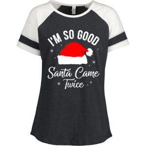 Funny Im So Good Santa Came Santa Hat Christmas Enza Ladies Jersey Colorblock Tee